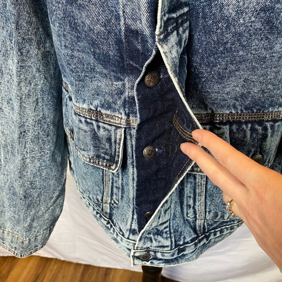 Vintage Levi's Mens Acid Wash Denim Jacket Large Corduroy Collar Bomber 80's USA - Picture 4 of 13
